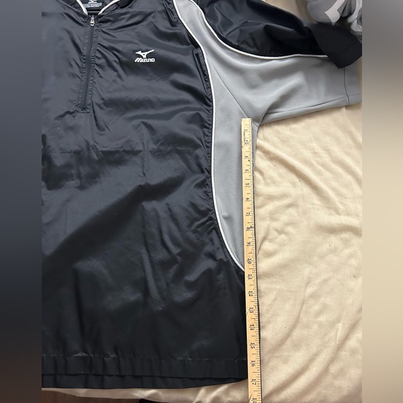 Mizuno Batting Cage Jacket, 1/4 Zip, Windbreaker, Short Sleeve, Black, XL - Picture 5 of 7